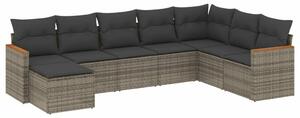 VidaXL Polyrattan Kerti Ülőgarnitúra - 8 részes - Szürke