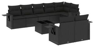 VidaXL Polyrattan Kerti Ülőgarnitúra - 9 részes - Fekete
