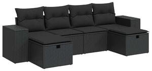 VidaXL Polyrattan Kerti Ülőgarnitúra - 6 részes - Fekete