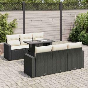 VidaXL Polyrattan Kerti Ülőgarnitúra - 7 részes - Fekete