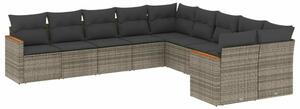 VidaXL 10 részes szürke polyrattan kerti ülőgarnitúra párnákkal