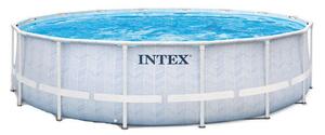 Intex Kerek medence szűrővel 4,4 m³/h Chevron, átmérő 488 cm, magasság 122 cm, szűrőpatron, létra és védőponyva, PVC/acél, 19156 l, szürke/kék