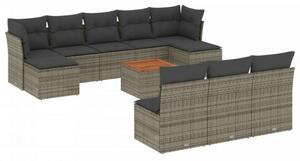 VidaXL Polyrattan Kerti Ülőgarnitúra - 11 részes - Szürke