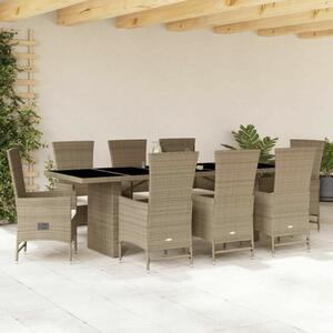VidaXL Polyrattan Kerti Étkezőgarnitúra - 9 részes - Bézs