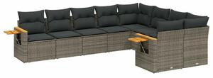 VidaXL 9-részes szürke polyrattan kerti ülőgarnitúra párnákkal