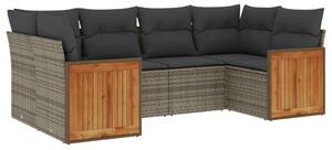 VidaXL Polyrattan Kerti Ülőgarnitúra - 6 részes - Szürke