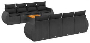 VidaXL Polyrattan Kerti Ülőgarnitúra - 9 részes - Fekete