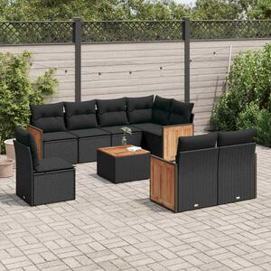 VidaXL Polyrattan Kerti Ülőgarnitúra - 9 részes - Fekete