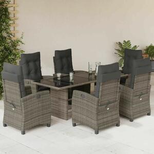 VidaXL Polyrattan Kerti Étkezőgarnitúra - 7 részes - Szürke
