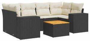 VidaXL Polyrattan Kerti Ülőgarnitúra - 7 részes - Fekete