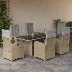 Polyrattan Kerti Étkezőgarnitúra - 7 részes - Bézs