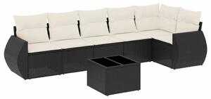 VidaXL Polyrattan Kerti Ülőgarnitúra - 7 részes - Fekete