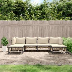 Polyrattan Kerti Ülőgarnitúra - 6 részes - Antracit Szürke
