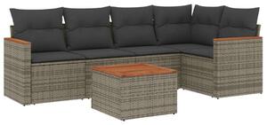 Polyrattan Kerti Ülőgarnitúra - 6 részes - Szürke