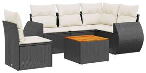 VidaXL Polyrattan Kerti Ülőgarnitúra - 6 részes - Fekete