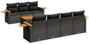 VidaXL Polyrattan Kerti Ülőgarnitúra - 8 részes - Fekete