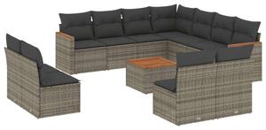 VidaXL Polyrattan Kerti Ülőgarnitúra - 12 részes - Szürke