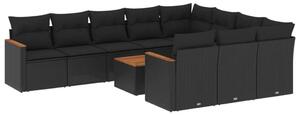 VidaXL Polyrattan Kerti Ülőgarnitúra - 11 részes - Fekete