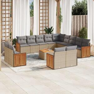 VidaXL Polyrattan Kerti Ülőgarnitúra - 14 részes - Bézs