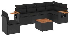 VidaXL Polyrattan Kerti Ülőgarnitúra - 7 részes - Fekete