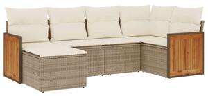 VidaXL Polyrattan Kerti Ülőgarnitúra - 6 részes - Bézs