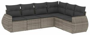 VidaXL 6 részes szürke polyrattan kerti ülőgarnitúra párnákkal