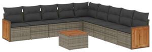 VidaXL Polyrattan Kerti Ülőgarnitúra - 10 részes - Szürke