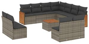VidaXL Polyrattan Kerti Ülőgarnitúra - 12 részes - Szürke