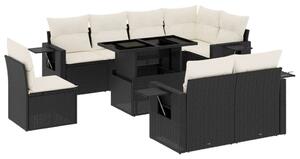 VidaXL Polyrattan Kerti Ülőgarnitúra - 9 részes - Fekete