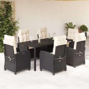 VidaXL Polyrattan Kerti Étkezőgarnitúra - 7 részes, Fekete
