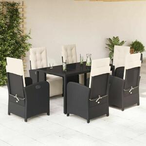 VidaXL Polyrattan Kerti Étkezőgarnitúra - 7 részes - Fekete