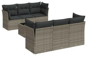 VidaXL Polyrattan Kerti Ülőgarnitúra - 7 részes - Szürke