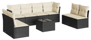 VidaXL Polyrattan Kerti Ülőgarnitúra - 9 részes - Fekete