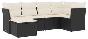 VidaXL Polyrattan Kerti Ülőgarnitúra - 6 részes - Fekete