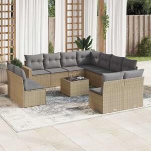 Polyrattan Kerti Ülőgarnitúra - 12 részes - Bézs