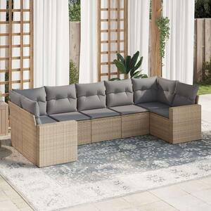 Polyrattan Kerti Ülőgarnitúra - 7 részes - Bézs