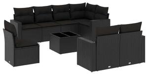 VidaXL Polyrattan Kerti Ülőgarnitúra - 9 részes - Fekete