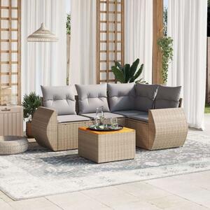 VidaXL Polyrattan Kerti Ülőgarnitúra - 5 részes - Bézs