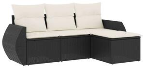 VidaXL Polyrattan Kerti Ülőgarnitúra - 4 részes - Fekete