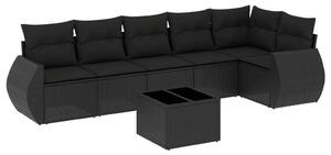 VidaXL 7 részes Kerti Ülőgarnitúra - Fekete Polyrattan