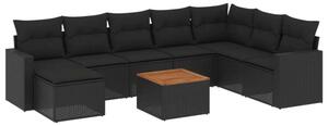 VidaXL Polyrattan Kerti Ülőgarnitúra - 10 részes - Fekete