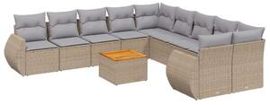 VidaXL Polyrattan Kerti Ülőgarnitúra - 11 részes - Bézs