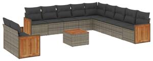 VidaXL 12 részes szürke polyrattan kerti ülőgarnitúra párnákkal