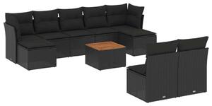 VidaXL Polyrattan Kerti Ülőgarnitúra - 10 részes - Fekete