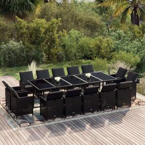 VidaXL 15 részes szürke polyrattan kerti étkezőgarnitúra párnákkal