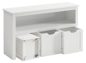 VASAGLE LHS380W01 Gyerek Tároló Szekrény MDF Fehér Kihúzható Tárolókkal