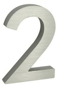 Alumínium "2" házszám, 3D, köszörült felület