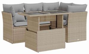 VidaXL 5 részes Kerti Ülőgarnitúra - Bézs Polyrattan