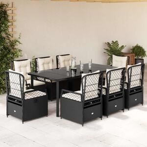 VidaXL Polyrattan Kerti Étkezőgarnitúra - 9 részes - Fekete