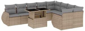 VidaXL Polyrattan Kerti Ülőgarnitúra - 10 részes - Bézs